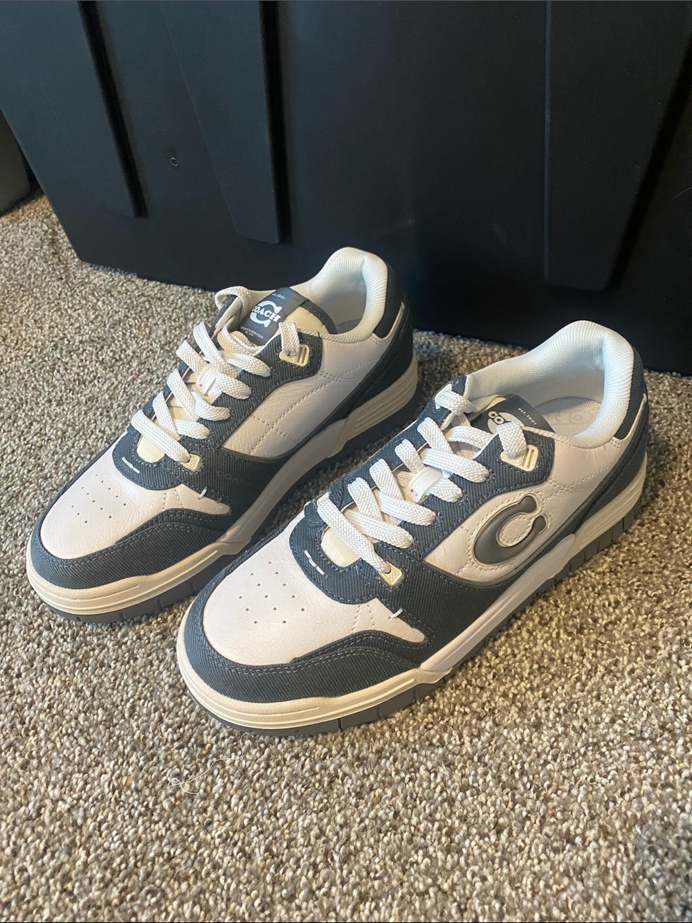 Coach Women’s Low-Top Sneakers in White and Dark Gray